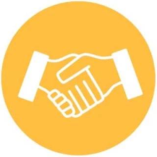 Icona con stretta di mano che rappresenta la collaborazione e le partnership professionali